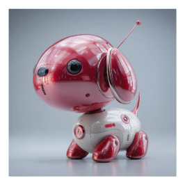 Glossy Red Robot Dog Fotodruck