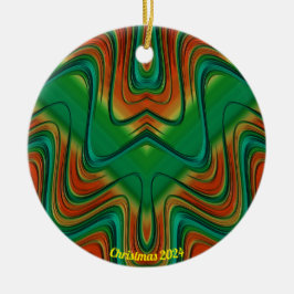 Glossy Red, Yellow und Green Christmas 2024 Keramik Ornament