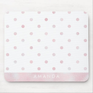 Glossy rosa POLKA DOTS PERSONALISIERT IHREN NAMEN  Mousepad