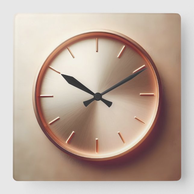 glossy rose gold circle quadratische wanduhr (Vorderseite)