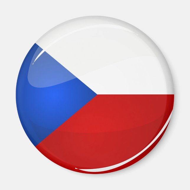 Glossy Round Czech Rep. Magnet (Vorne)