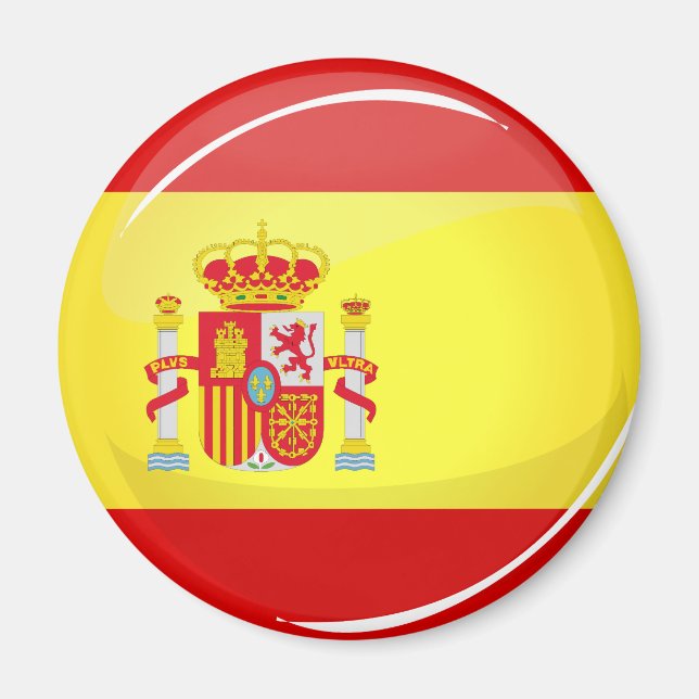 Glossy Round Flag Spanien Magnet (Vorne)
