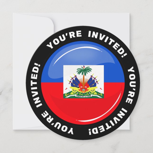 Glossy Round Haitian Flag Einladung (Vorderseite)
