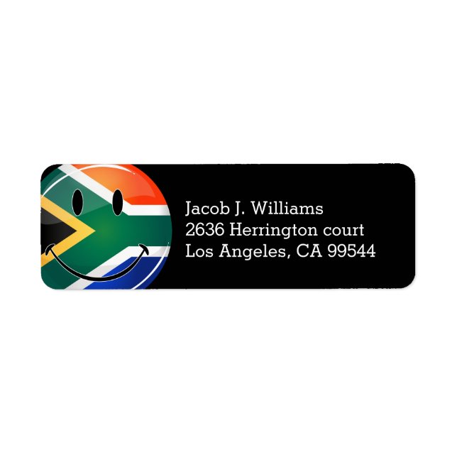 Glossy Round Happy South African Flag (Vorne)