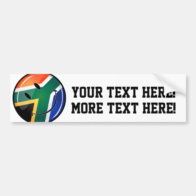 Glossy Round Happy South African Flag Autoaufkleber (Vorne)