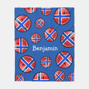 Glossy Round Lächelnde norwegische Flagge Fleecedecke