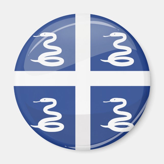 Glossy Round Martinique Flag Magnet (Vorne)