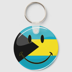 Glossy Round Smilan Bahamain Flag Schlüsselanhänger