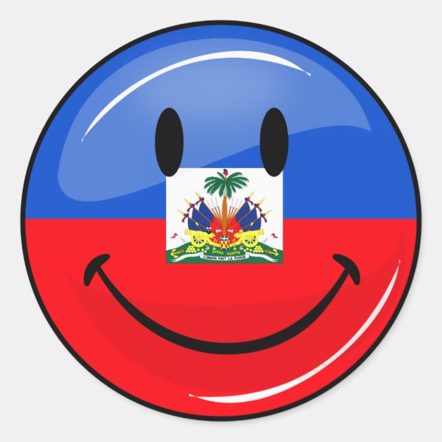 Glossy Round Smilan Haitian Flag Runder Aufkleber (Vorderseite)