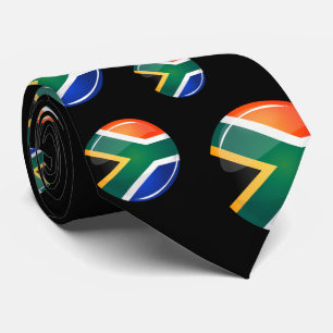 Glossy Round South African Flag Krawatte