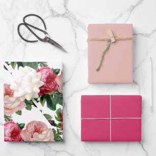 Glossy Shade der rosa Blume Geschenkpapier Set