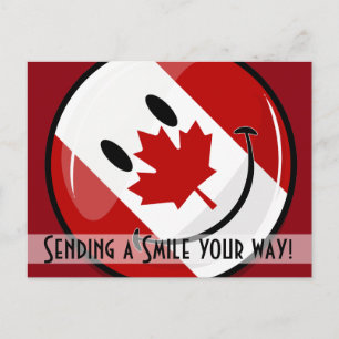 Glossy Smilan kanadische Flagge Postkarte