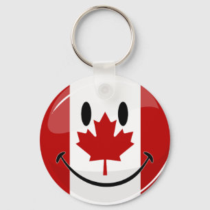 Glossy Smiling Canadian Flag Schlüsselanhänger
