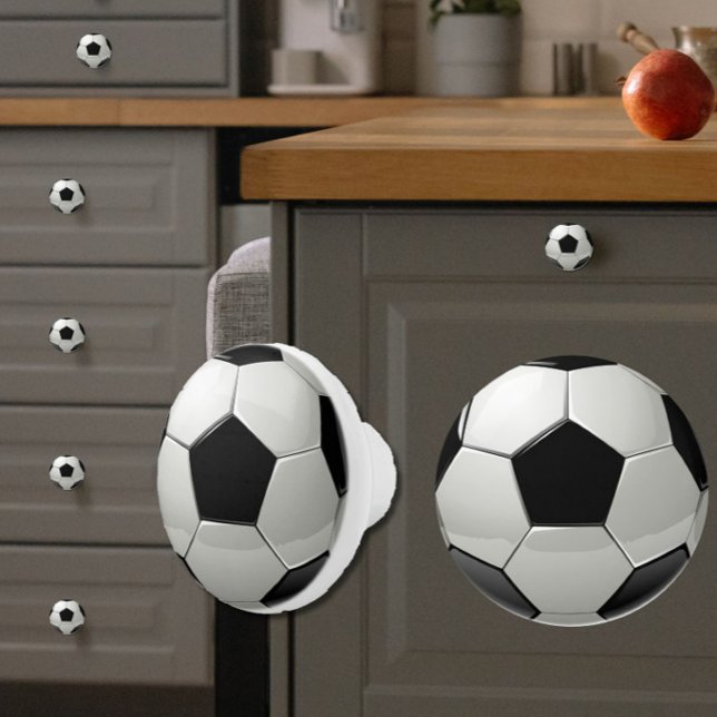 Glossy Soccer Ball/Futbol Black + White Sporty Keramikknauf (Add fun and originality to your space with these black + white soccer ball ceramic knobs!)