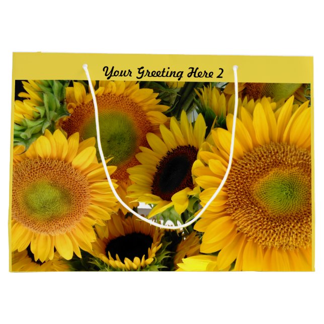 Glossy Sunflower Geschenktasche Persönliche Begrüß Große Geschenktüte (Rückseite)