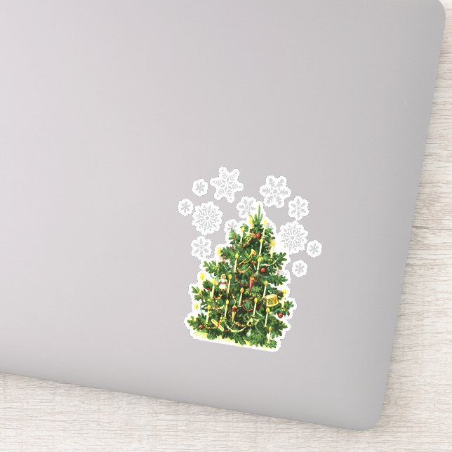 Glossy Vintage Christmas Tree Cutout Aufkleber (Detail)