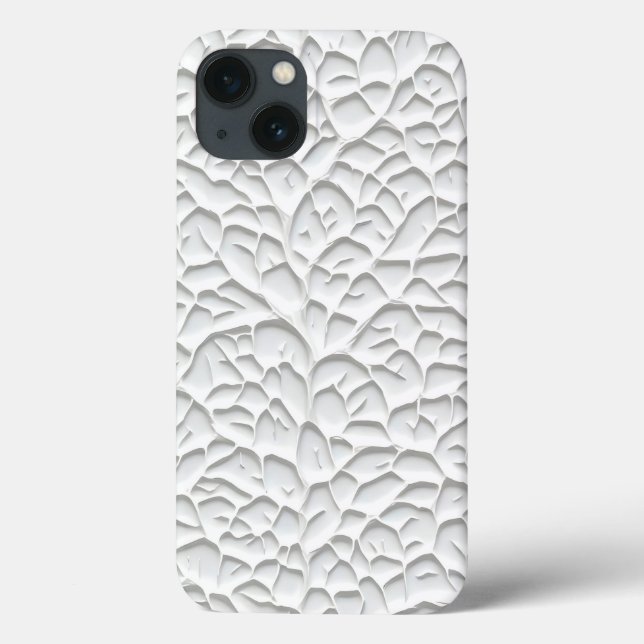 Glossy White iPhone Case with Textured Branch (Rückseite)