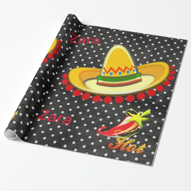 Glossy Wrapping Paper, BlackWhite Punkt Pepper Geschenkpapier (Ungerollt)