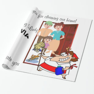 Glossy Wrapping Paper, Clearing Lady Geschenkpapier