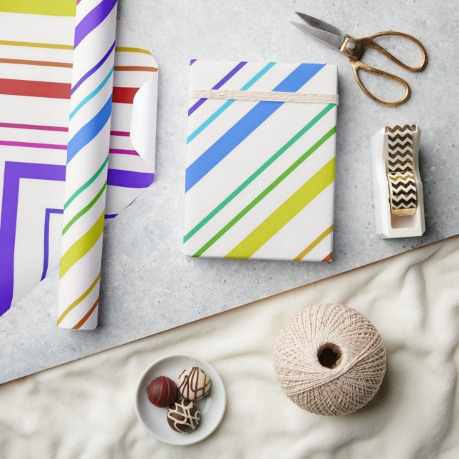 Glossy Wrapping Paper Colorful Stripe Geschenkpapier (Kunsthandwerk)