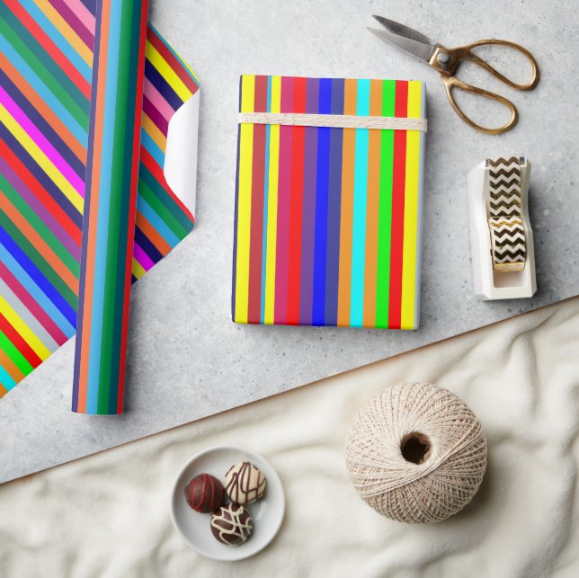 Glossy Wrapping Paper Colorful Stripe Geschenkpapier (Kunsthandwerk)