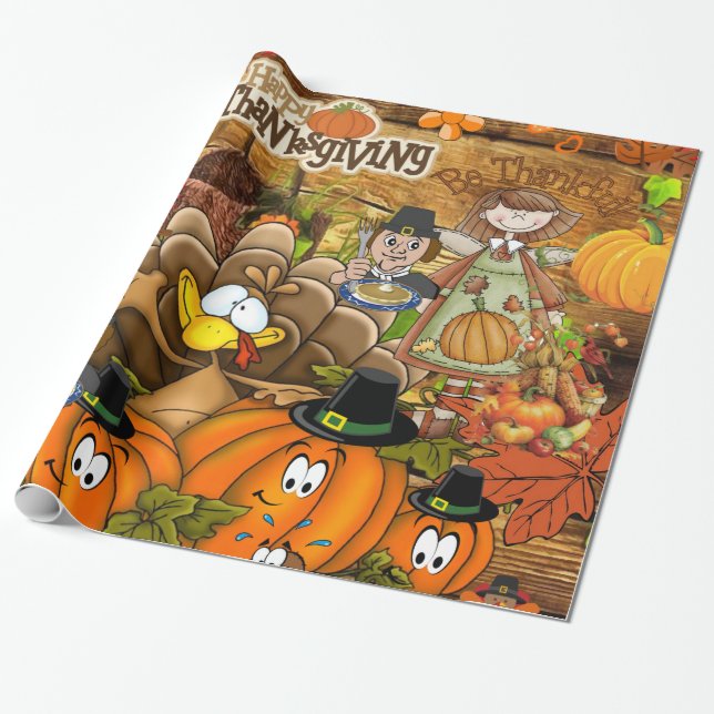 Glossy Wrapping Paper, Erntedank Türkei Geschenkpapier (Ungerollt)