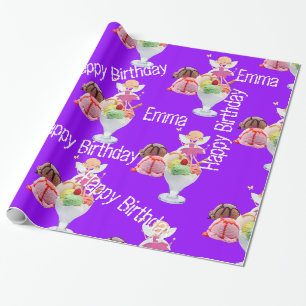 Glossy Wrapping Paper, Fairy Happy Birthday Geschenkpapier