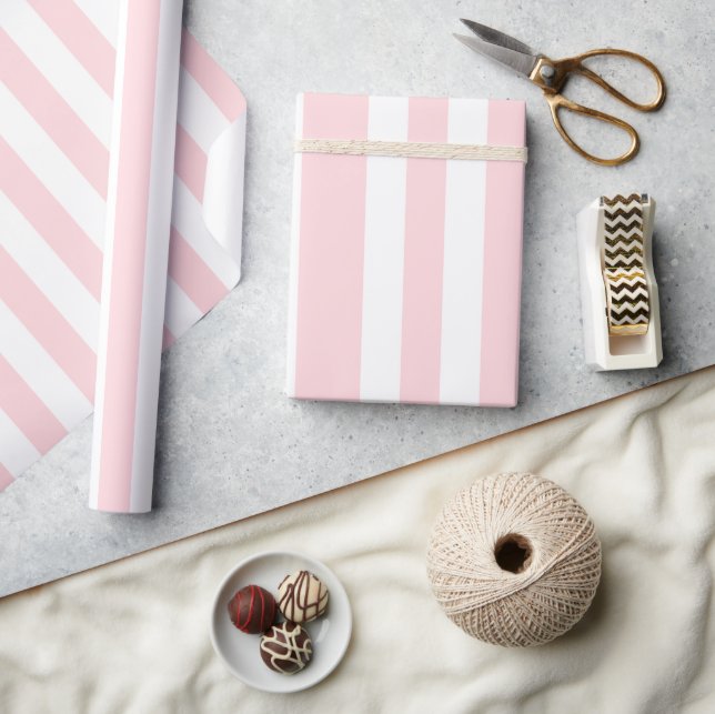 Glossy Wrapping Paper Pink & White Strip Geschenkpapier (Kunsthandwerk)