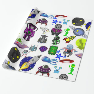 Glossy Wrapping Paper, Raumschiffen-Außerirdischen Geschenkpapier