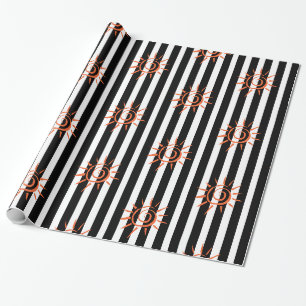 Glossy Wrapping Paper, Schwarz-weiß Strip Star Geschenkpapier