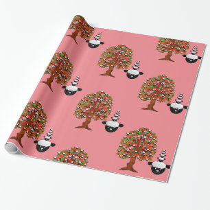Glossy Wrapping Paper, Sheep Tree Pink Geschenkpapier