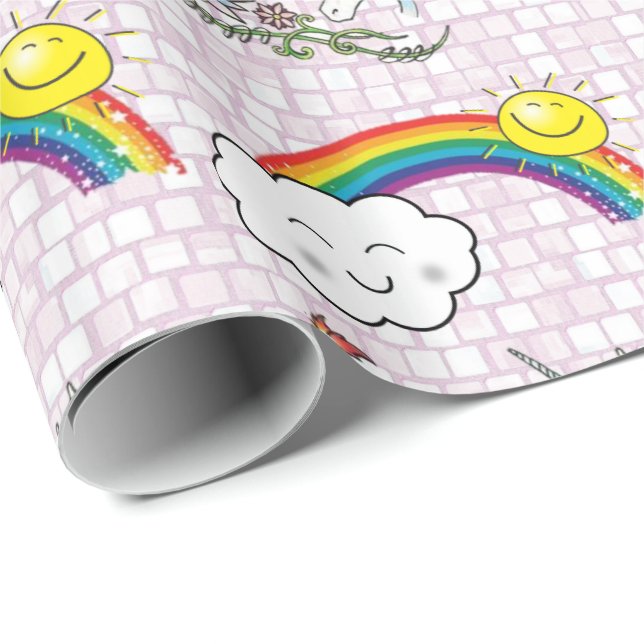 Glossy Wrapping Paper Unicorn Regenbogen Geschenkpapier (Rolleneckpunkt)