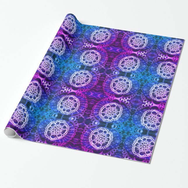 Glossy Wrapping Paper, White Mandala Edelweiss Geschenkpapier (Ungerollt)
