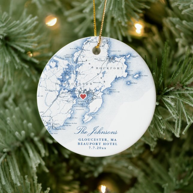 Gloucester Cape Ann Wedding Our First Christmas Keramik Ornament (Baum)