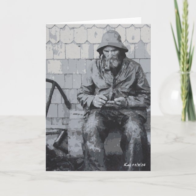 Gloucester Fisherman, der seine geklappten Nets-Ka Dankeskarte (Vorderseite)