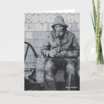 Gloucester Fisherman, der seine geklappten Nets-Ka