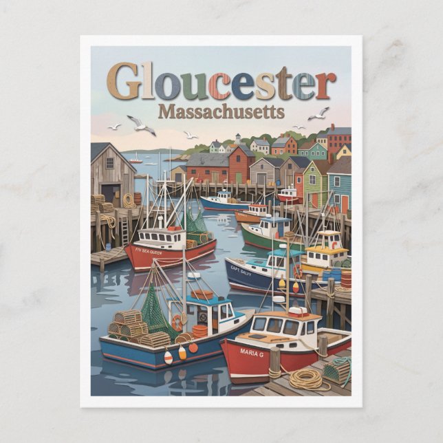 Gloucester Harbor Massachusetts Postkarte (Vorderseite)
