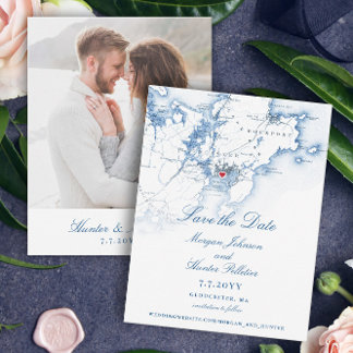 Gloucester MA Elegant Navy Wedding Save The Date