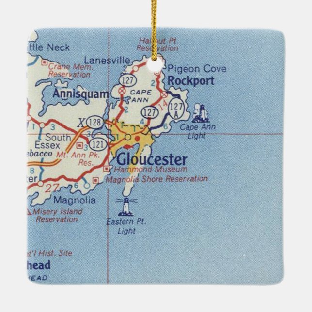 Gloucester MA Vintage Karte Keramikornament (Rückseite)