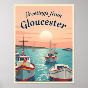 Gloucester, Massachusetts – Fischerboote Vintage Poster