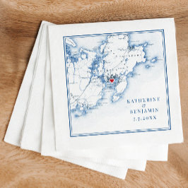 Gloucester Massachusetts Map Navy Elegant Wedding Serviette