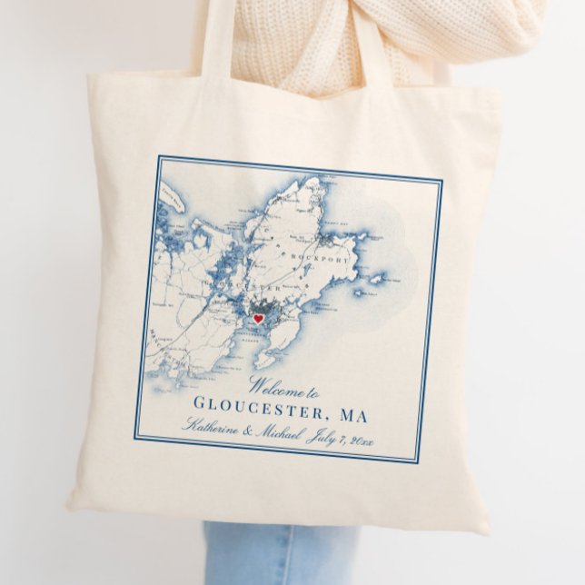 Gloucester, Massachusetts Wedding Welcome Tote Bag Tragetasche (This Gloucester MA wedding welcome tote bag is perfect for your Cape Ann destination wedding)