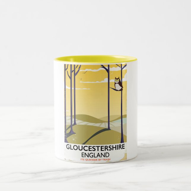 Gloucestershire, England Train Train Poster. Zweifarbige Tasse (Mittel)