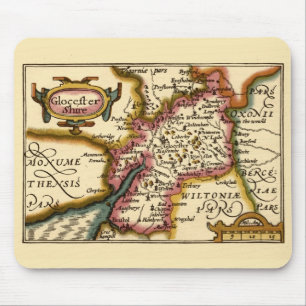 Gloucestershire Landkreis England Alte antike Kart Mousepad