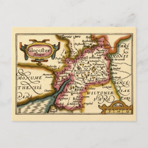 Gloucestershire Landkreis England Alte antike Kart Postkarte