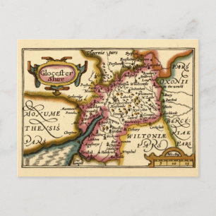 Gloucestershire Landkreis England Alte antike Kart Postkarte