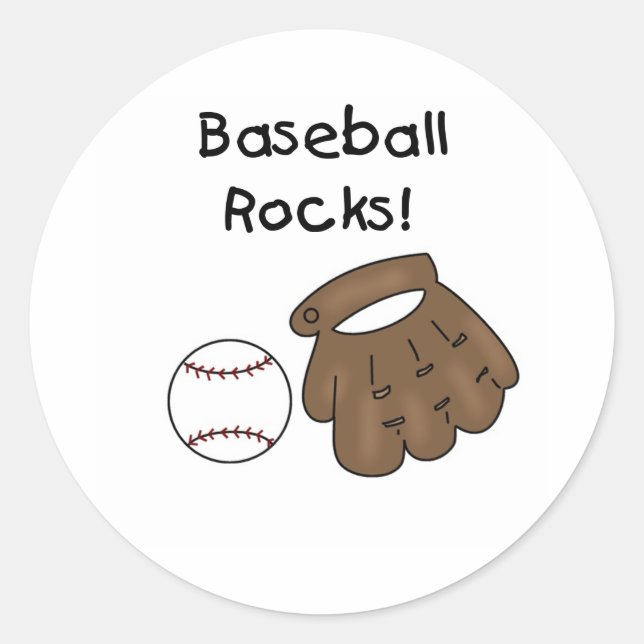 Glove and Ball Baseball Rocks Runder Aufkleber (Vorderseite)