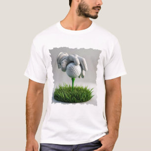 Glove Hand Platzierung Golf Ball auf T-Shirt mit G