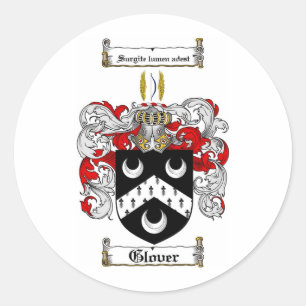 GLOVER FAMILIENWAPPEN - GLOVER COAT VON WAFFEN RUNDER AUFKLEBER