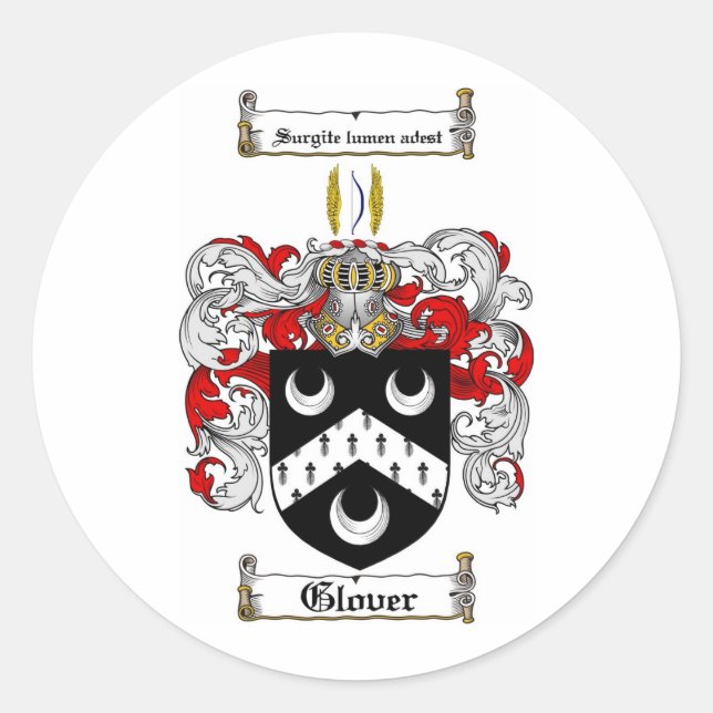 GLOVER FAMILIENWAPPEN - GLOVER COAT VON WAFFEN RUNDER AUFKLEBER (Vorderseite)